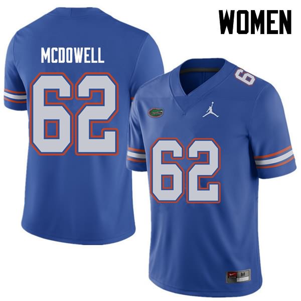 NCAA Florida Gators Griffin McDowell Women's #62 Jordan Brand Royal Stitched Authentic College Football Jersey PII1864VG